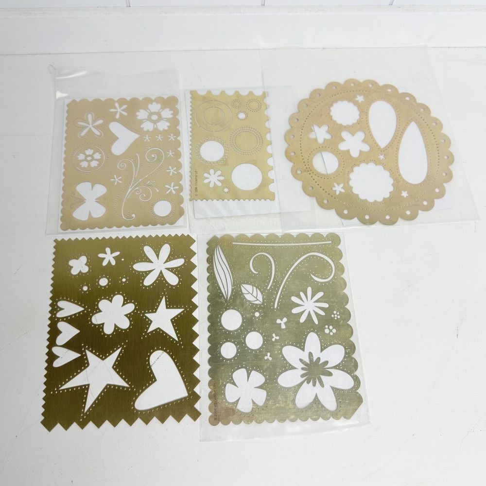 Stampin' Up! Classy Brass Embossing Templates, Lot of 5 Floral & Shapes Stencils